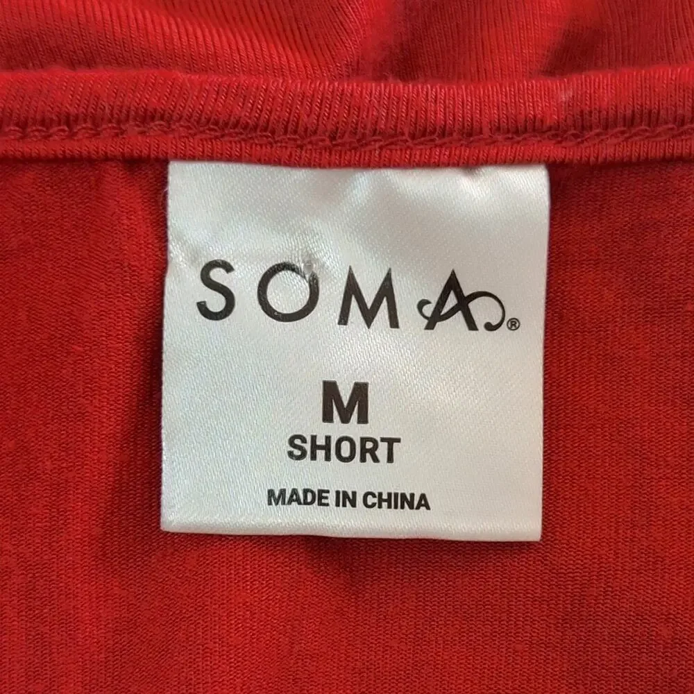 Soma Shirt Women's Medium Short Red Loungewear Intimates Comfy Pajamas Sleepwear